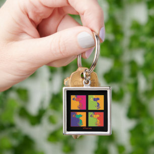 Jordnötter   Modern pop Art Snoopy Fyrkantig Silverfärgad Nyckelring
