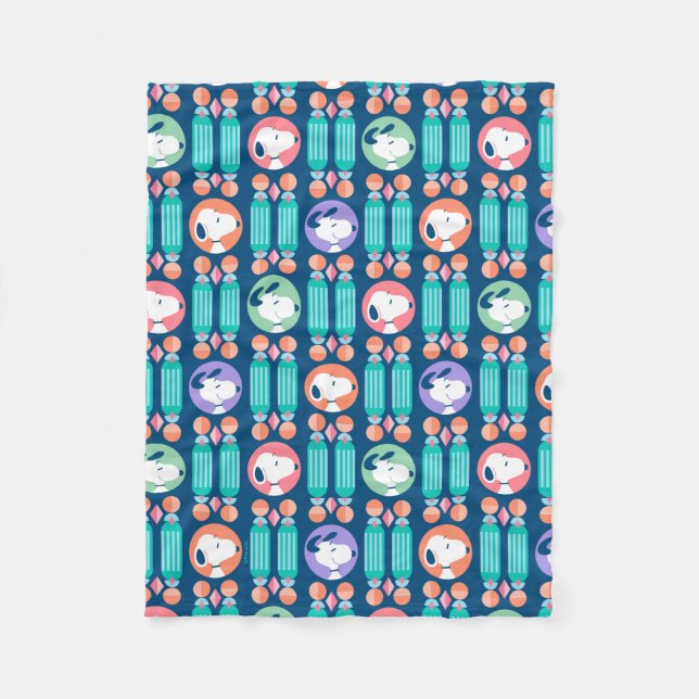 Jordnötter | Mörk blått noopy Deco Dreams Mönster Fleecefilt (Framsidan)