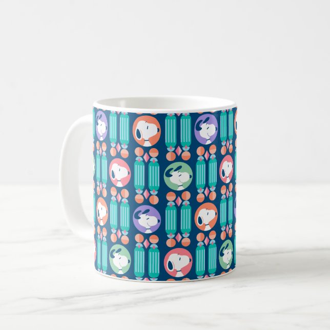Jordnötter | Mörk blått noopy Deco Dreams Mönster Kaffemugg (Framsida vänster)