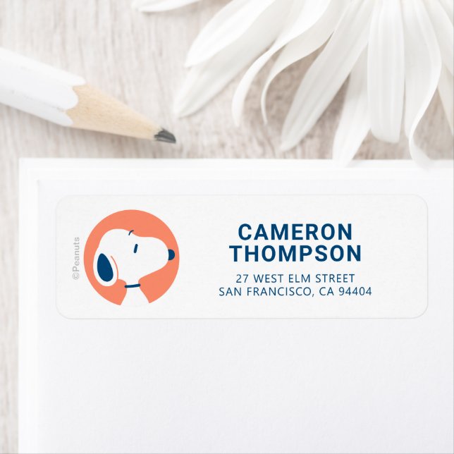 Jordnötter | Mörk blått noopy Deco Dreams Mönster Returadress Etikett (Insitu)