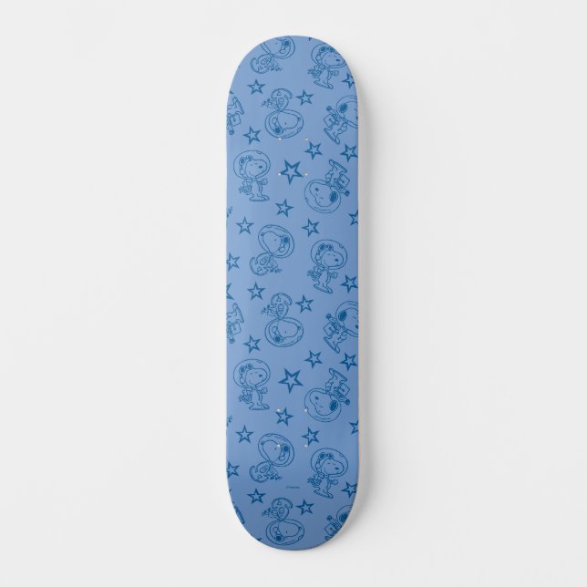 Jordnötter | Noopy Blue Space Astronaut Mönster Mini Skateboard Bräda 18,5 Cm (Framsida)