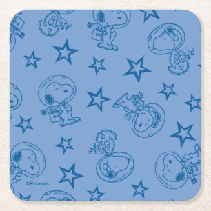 Jordnötter Noopy Blue Space Astronaut Mönster Underlägg Papper Kvadrat