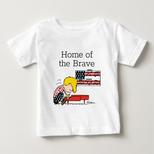 Jordnötter | Patriotic Schroeder & Hans Piano T Shirt (Framsida)