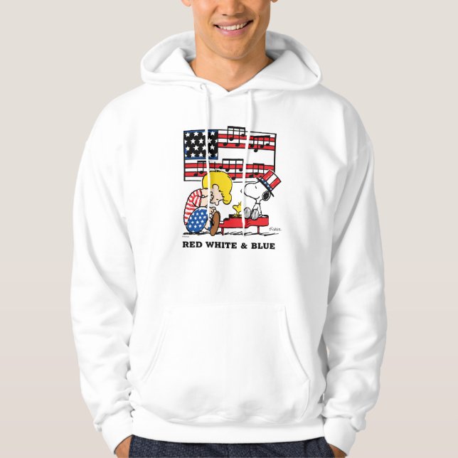 Jordnötter | Patriotic Schroeder, Woodstock & Snoo Hoodie (Framsida)