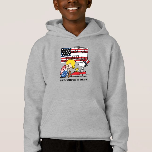 Jordnötter | Patriotic Schroeder, Woodstock & Snoo T Shirt (Framsida)