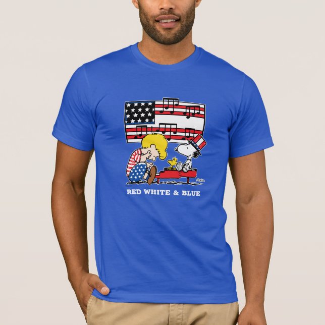 Jordnötter | Patriotic Schroeder, Woodstock & Snoo T Shirt (Framsida)