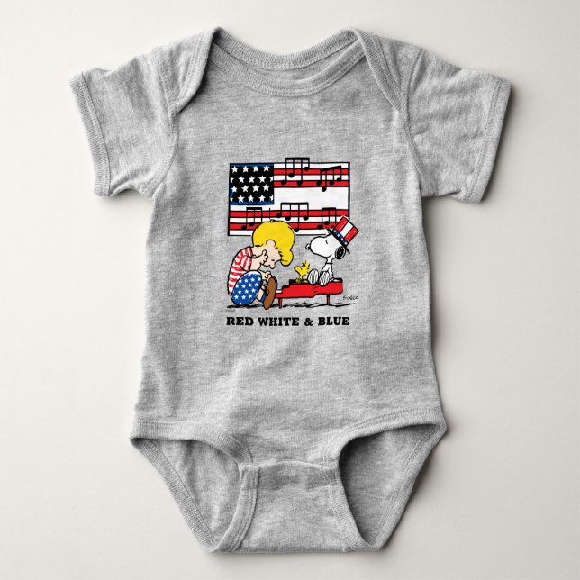 Jordnötter | Patriotic Schroeder, Woodstock & Snoo T Shirt (Framsida)