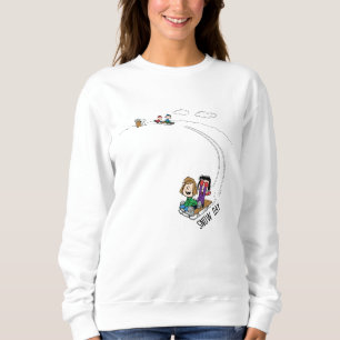 Jordnötter Peanuts Gang Sled Riding T Shirt