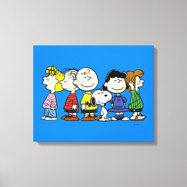 Jordnötter | Peanuts Gang tillsammans Canvastryck (Framsida)