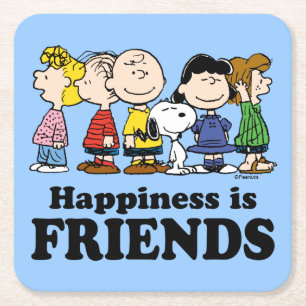 Jordnötter   Peanuts Gang tillsammans Underlägg Papper Kvadrat