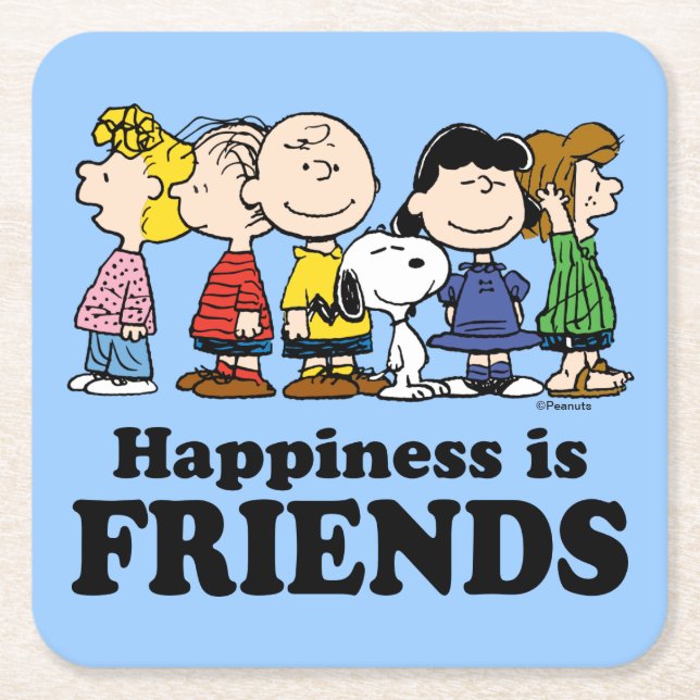 Jordnötter | Peanuts Gang tillsammans Underlägg Papper Kvadrat (Framsidan)