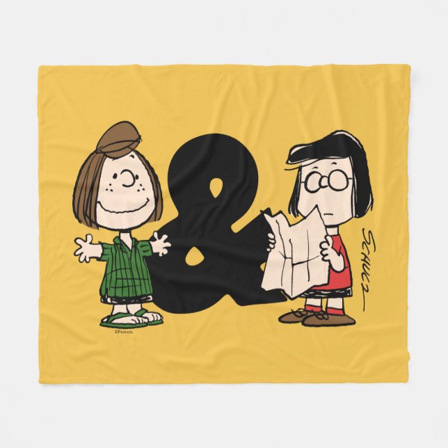 Jordnötter | Peppermint Patty & Marcie Fleecefilt (Framsidan (Horisontell))