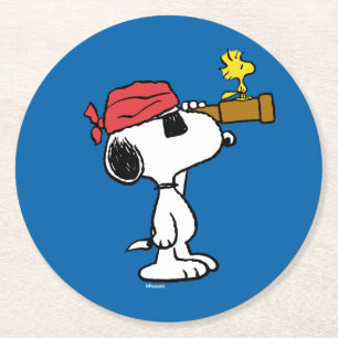 Jordnötter Pirat Snoopy and Woodstock Underlägg Papper Rund