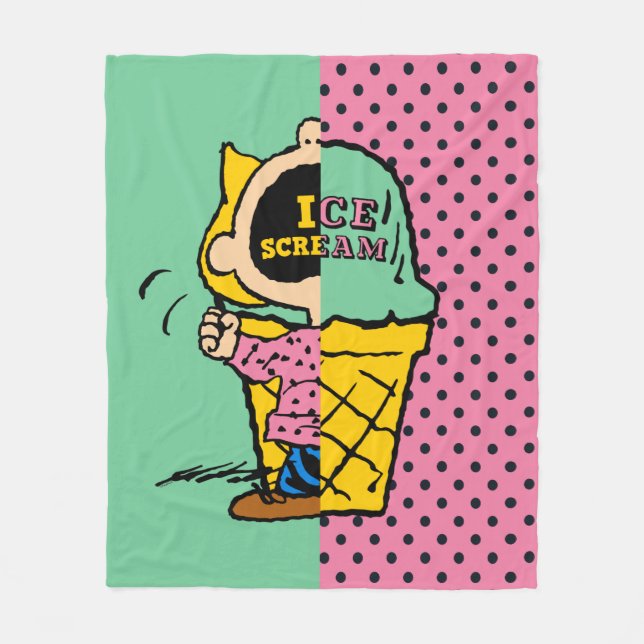 Jordnötter | Sally Ice Cream, halv & halv Fleecefilt (Framsidan)