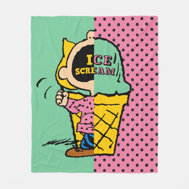 Jordnötter | Sally Ice Cream, halv & halv Fleecefilt (Framsidan)