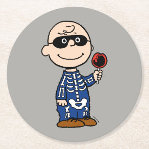 Jordnötter Skeleton Charlie Brown Underlägg Papper Rund
