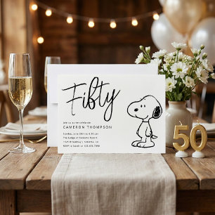 Jordnötter Snoopy - 50:e födelsedagen Inbjudningar