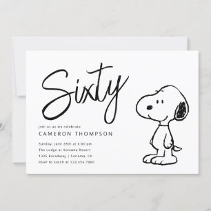 Jordnötter Snoopy - 60:e födelsedagen Inbjudningar