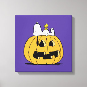 Jordnötter   Snoopy and Woodstock Jack-O-Lantern Canvastryck