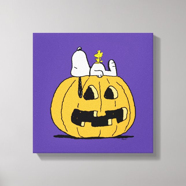 Jordnötter | Snoopy and Woodstock Jack-O-Lantern Canvastryck (Framsida)