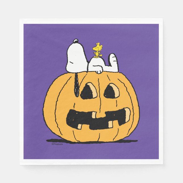 Jordnötter | Snoopy and Woodstock Jack-O-Lantern Pappersservett (Framsidan)