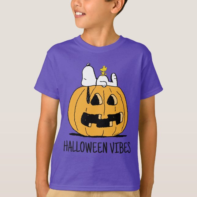 Jordnötter| Snoopy and Woodstock Jack-O-Lantern T Shirt (Framsida)
