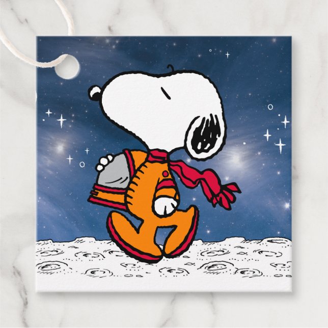Jordnötter Snoopy Astronaut Gåvor Etiketter (Framsida)