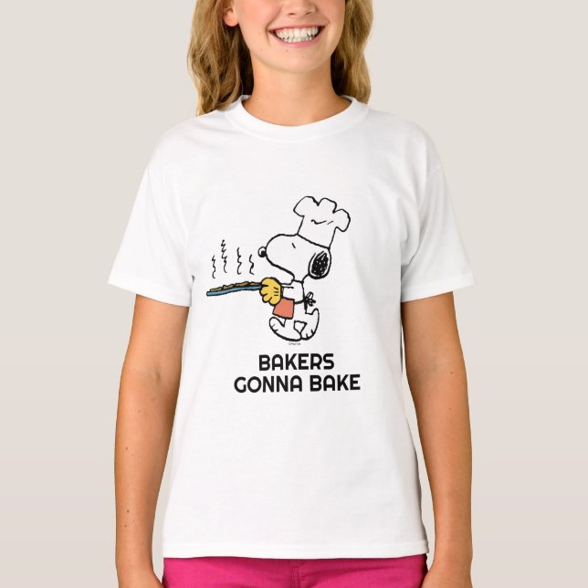 Jordnötter | Snoopy Baking Cookies T Shirt (Framsida)