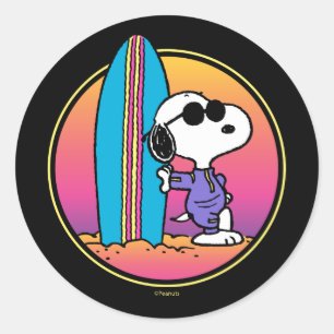 Jordnötter Snoopy Beach Beagle Runt Klistermärke