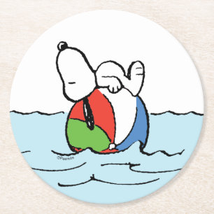 Jordnötter   Snoopy Beach Boll Beach Underlägg Papper Rund