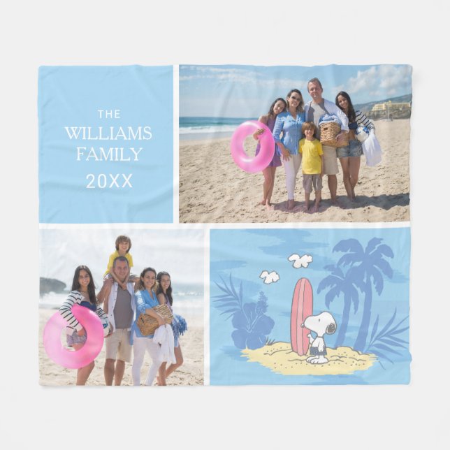 Jordnötter | Snoopy Beach | Lägg till namn och fot Fleecefilt (Framsidan (Horisontell))