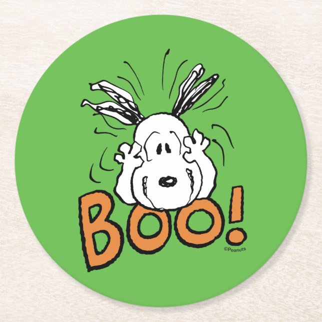 Jordnötter | Snoopy Boo Underlägg Papper Rund (Framsidan)