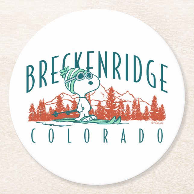 Jordnötter | Snoopy Breckenridge Colorado Underlägg Papper Rund (Framsidan)