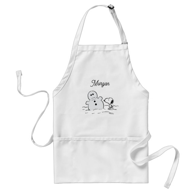 Jordnötter | Snoopy Bygger A Snögubbe | Lägg till  Förkläde (Framsidan)