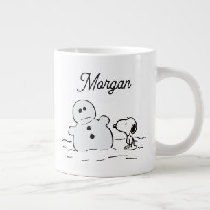 Jordnötter Snoopy Bygger A Snögubbe Lägg till Jumbo Mugg