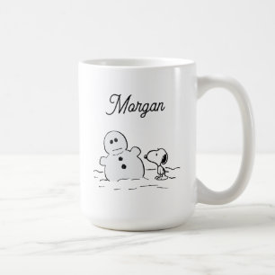 Jordnötter Snoopy Bygger A Snögubbe Lägg till Kaffemugg