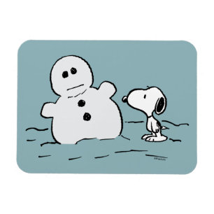 Jordnötter Snoopy Bygger A Snögubbe Magnet
