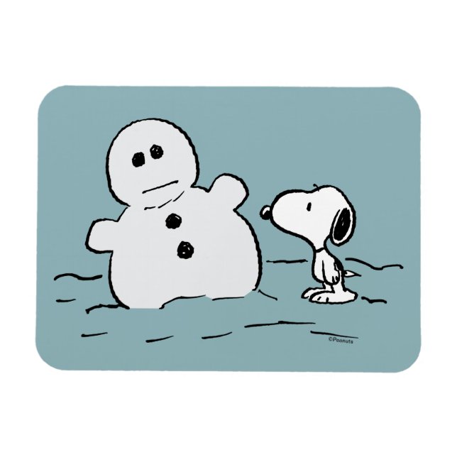 Jordnötter | Snoopy Bygger A Snögubbe Magnet (Horisontell)