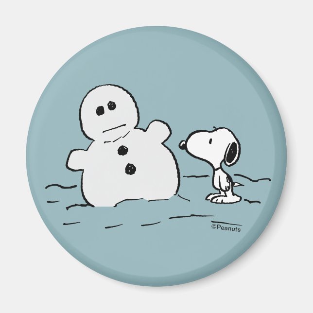 Jordnötter | Snoopy Bygger A Snögubbe Magnet (Framsidan)