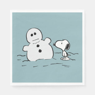 Jordnötter   Snoopy Bygger A Snögubbe Pappersservett