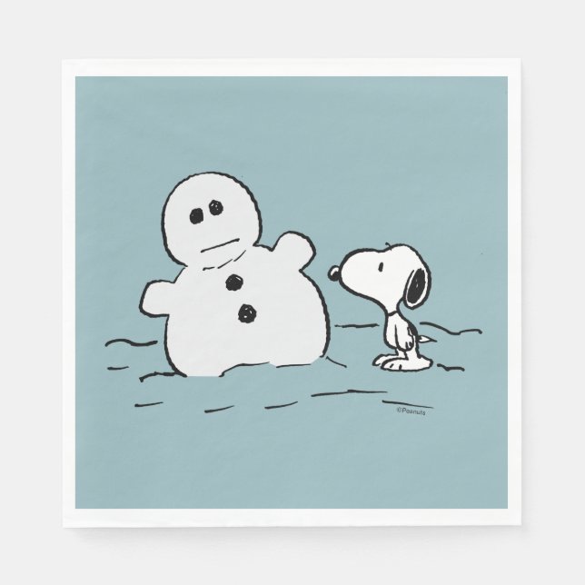 Jordnötter | Snoopy Bygger A Snögubbe Pappersservett (Framsidan)