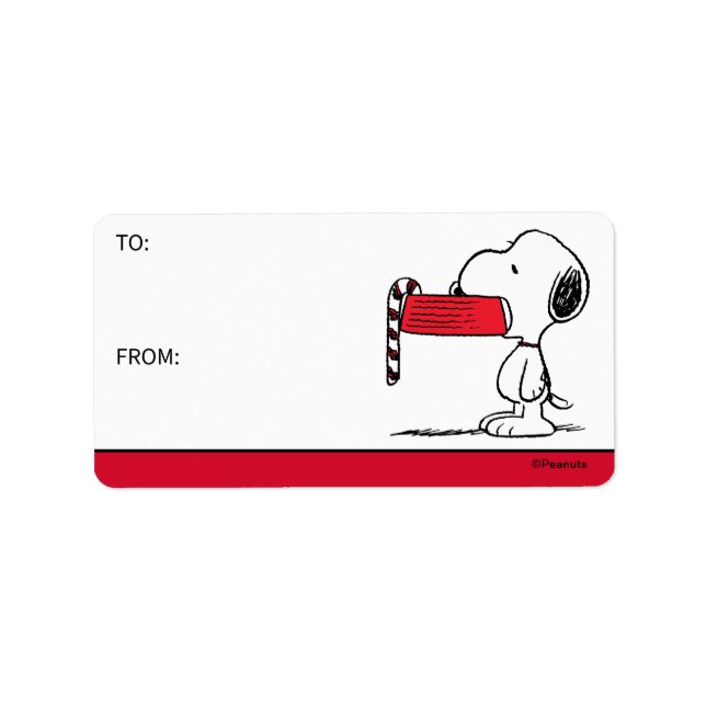 Jordnötter | Snoopy Candy cane Food Dish Gift Märk Adressetikett (Framsidan)