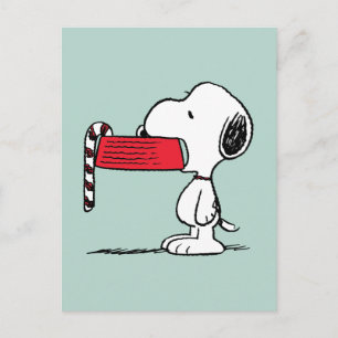 Jordnötter   Snoopy Candy cane Food Dish Helg Vykort