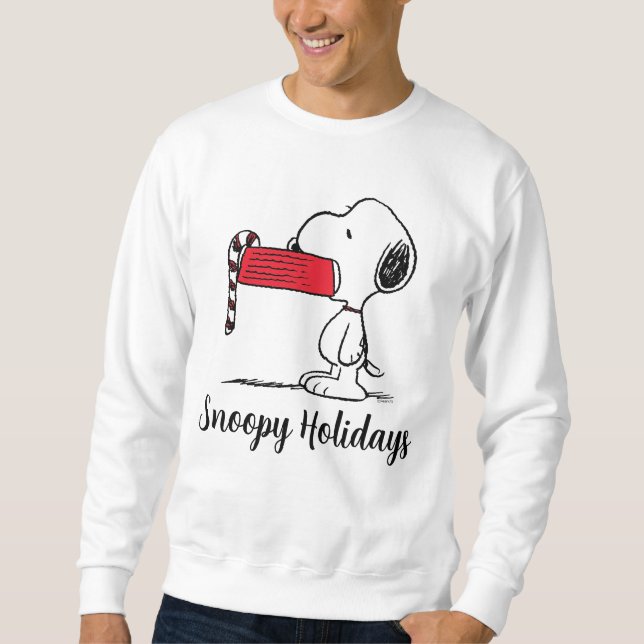 Jordnötter | Snoopy Candy cane Food Dish Lång Ärmad Tröja (Framsida)