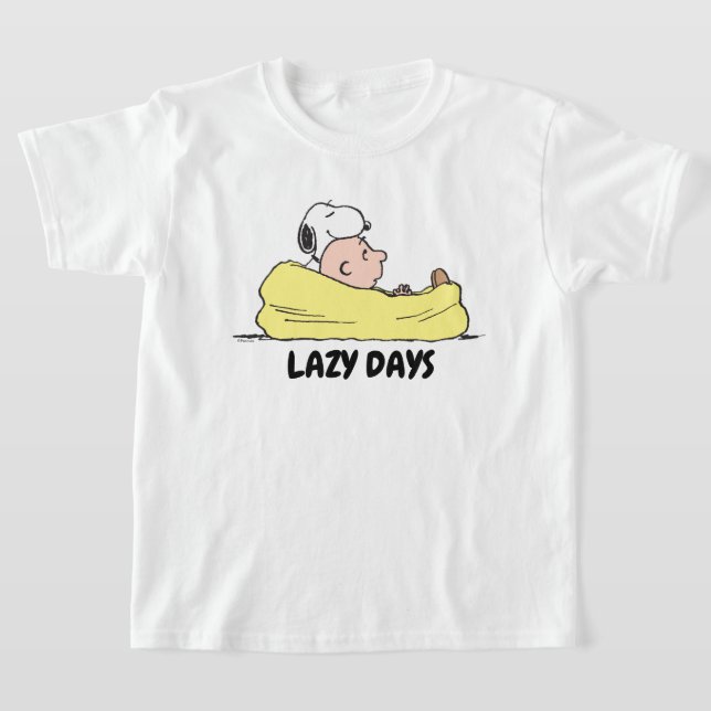 Jordnötter | Snoopy & Charlie Brown i Bean Bag Ord T Shirt (Laydown)