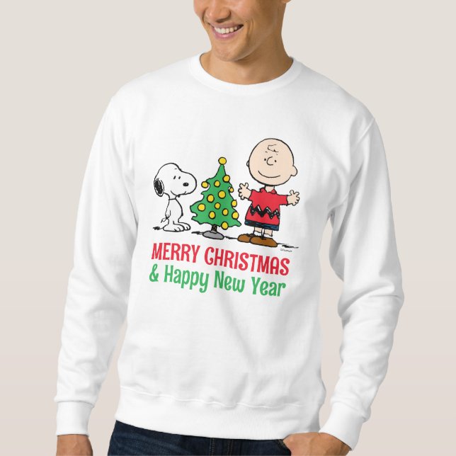 Jordnötter | Snoopy & Charlie Brown Julgran Lång Ärmad Tröja (Framsida)