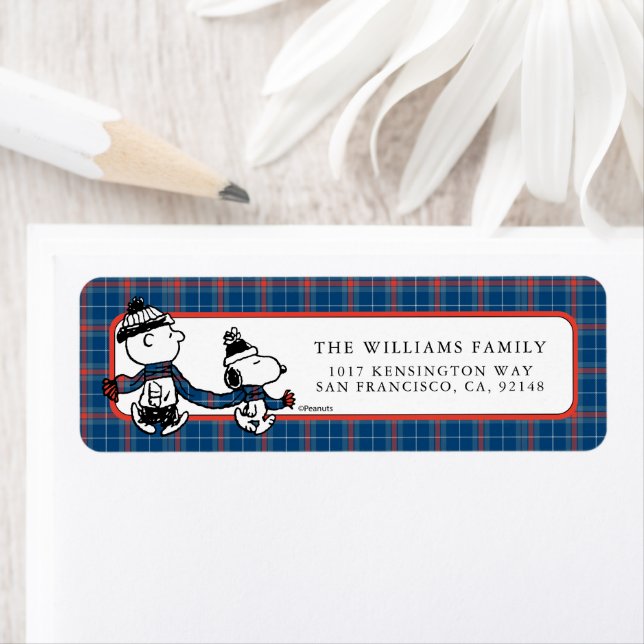 Jordnötter | Snoopy & Charlie Brown Winter Scarf Returadress Etikett (Insitu)