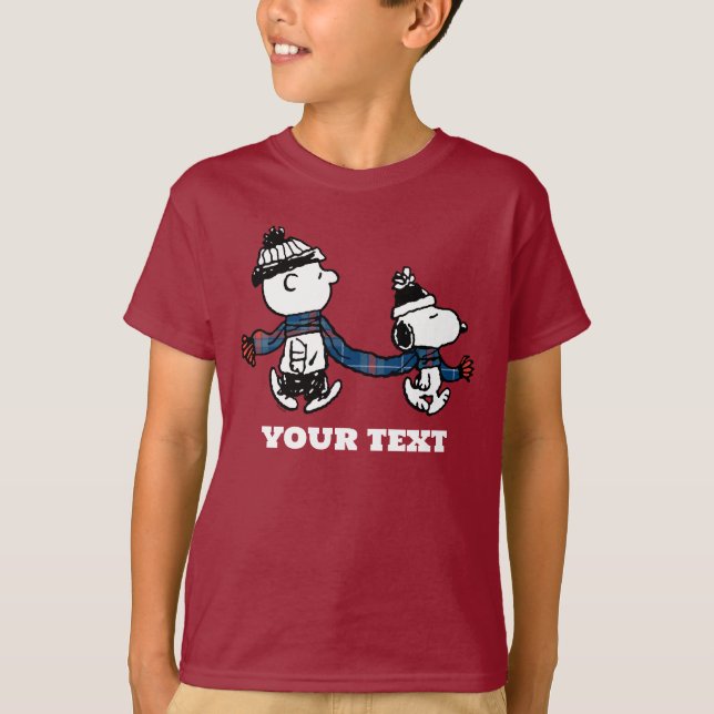 Jordnötter | Snoopy & Charlie Brown Winter Scarf T Shirt (Framsida)