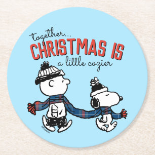 Jordnötter   Snoopy & Charlie Brown Winter Scarf Underlägg Papper Rund