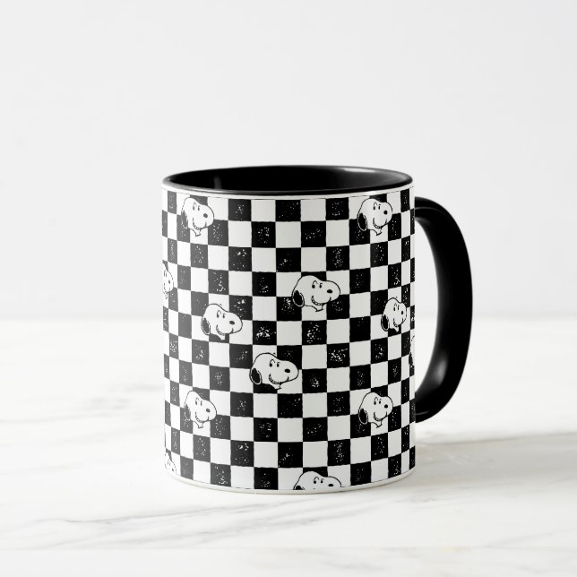 Jordnötter | Snoopy Checkated Flagga Mugg (Framsida höger)